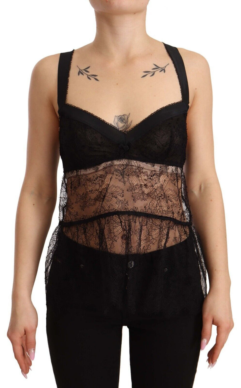 Elegant Black Silk Lingerie Chemise Dolce & Gabbana