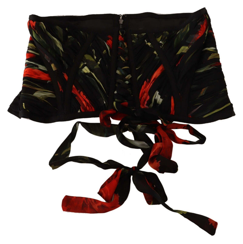 Elegant Black Silk Corset Belt Top Dolce & Gabbana