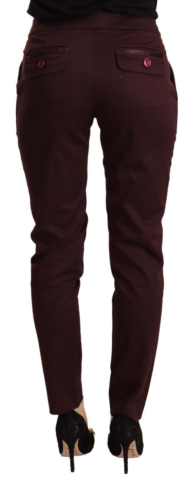 Maroon Slim Fit Skinny Pants with Zipper Detail Just Cavalli