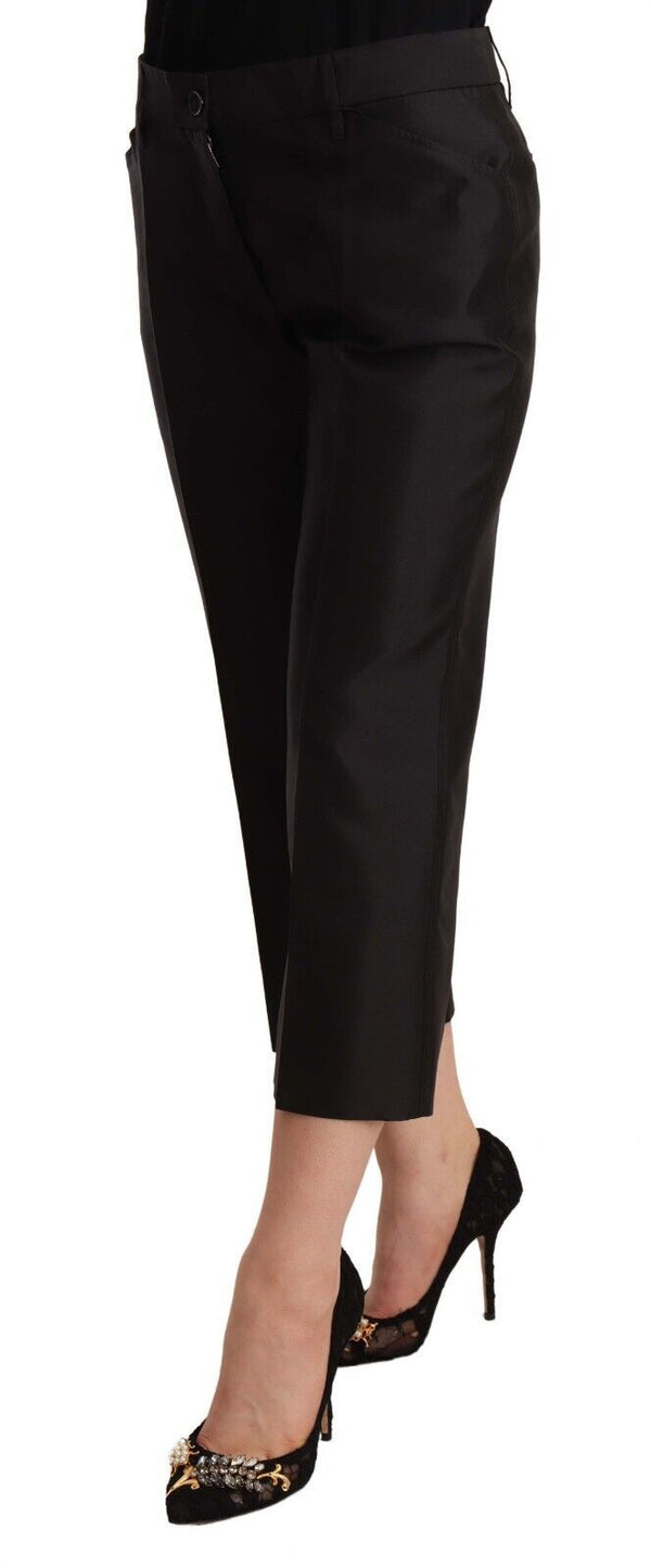 Chic Silk Cropped Trousers in Timeless Black Dolce & Gabbana