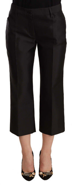 Chic Silk Cropped Trousers in Timeless Black Dolce & Gabbana