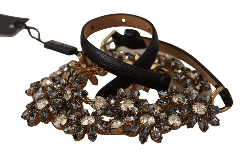 Elegant Crystal Daisy Chain Leather Belt Dolce & Gabbana