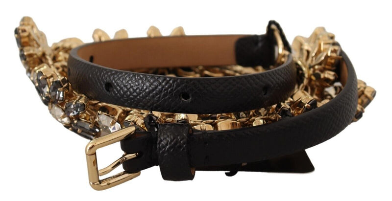 Elegant Crystal Daisy Chain Leather Belt Dolce & Gabbana