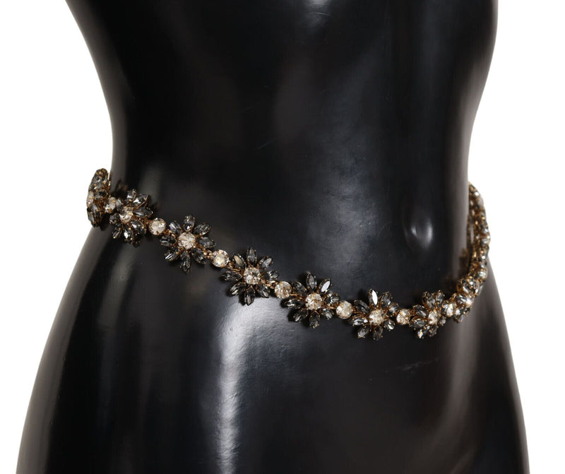 Elegant Crystal Daisy Chain Leather Belt Dolce & Gabbana