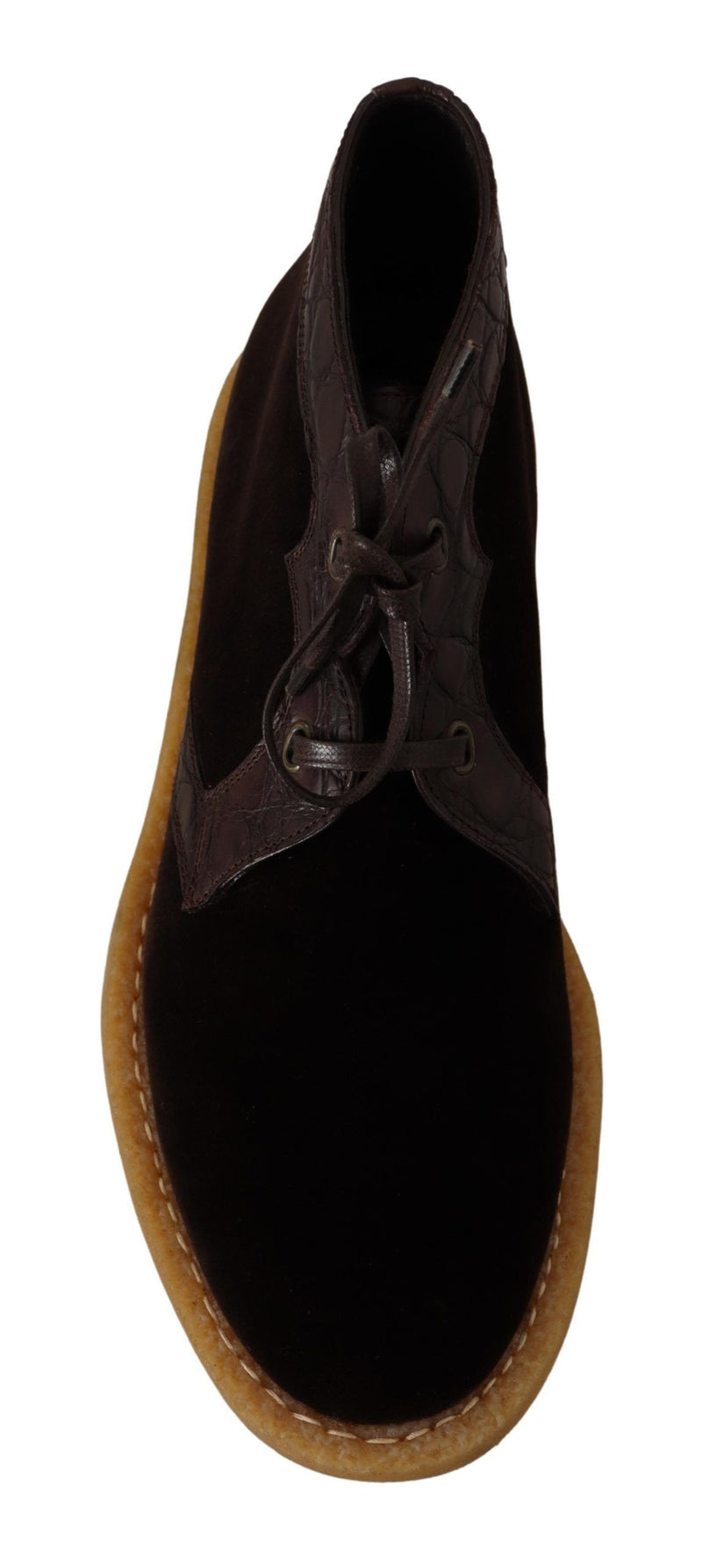 Exotic Caiman Leather Ankle Boots in Brown Dolce & Gabbana