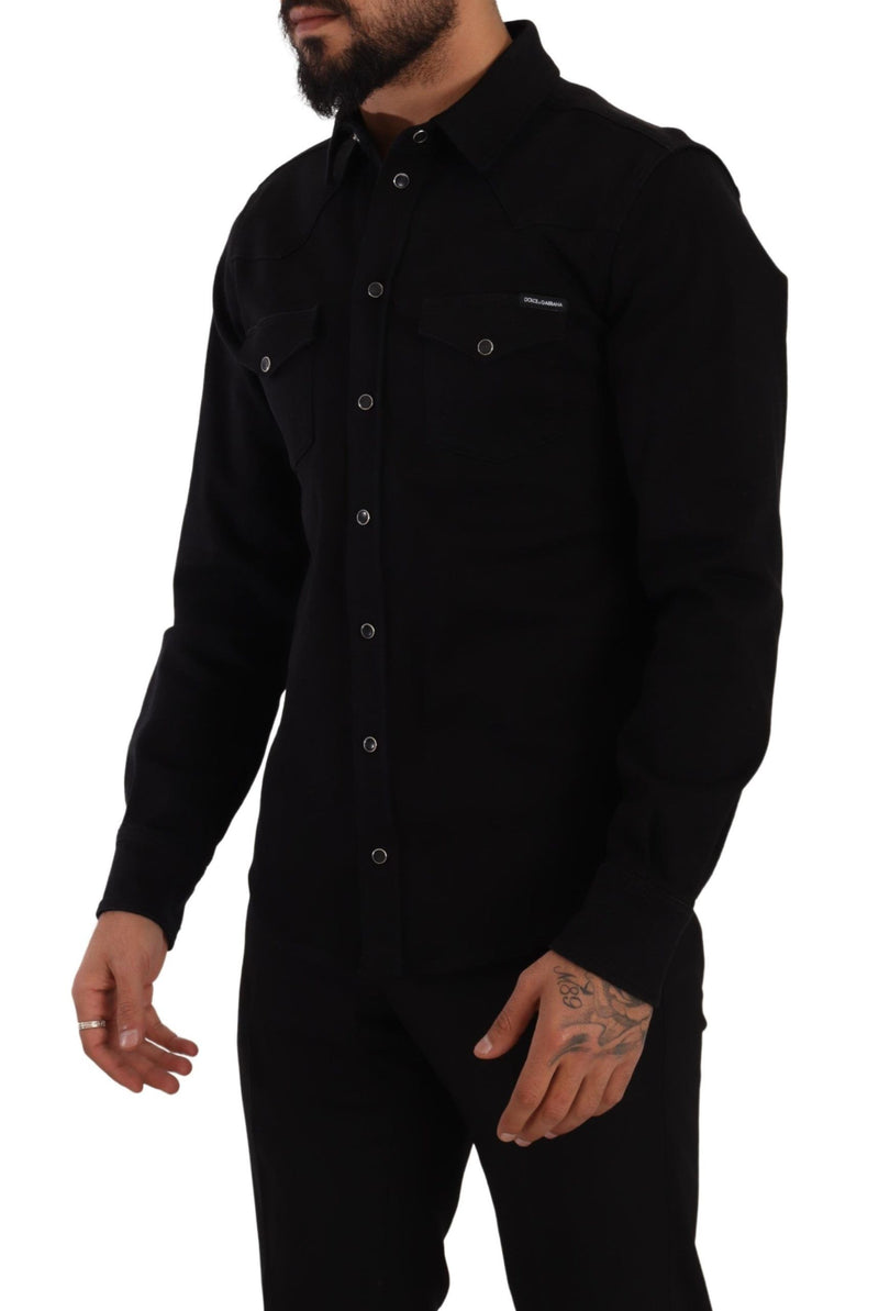 Slim Fit Casual Black Designer Shirt Dolce & Gabbana