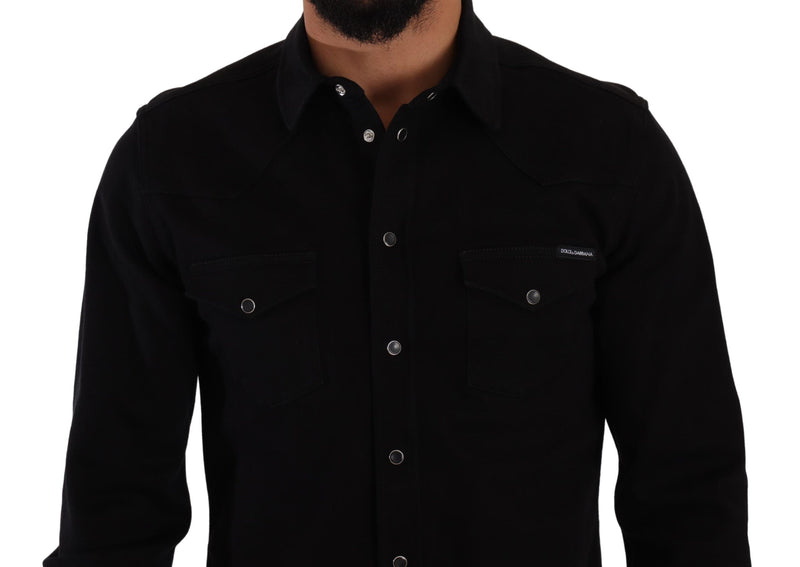 Slim Fit Casual Black Designer Shirt Dolce & Gabbana