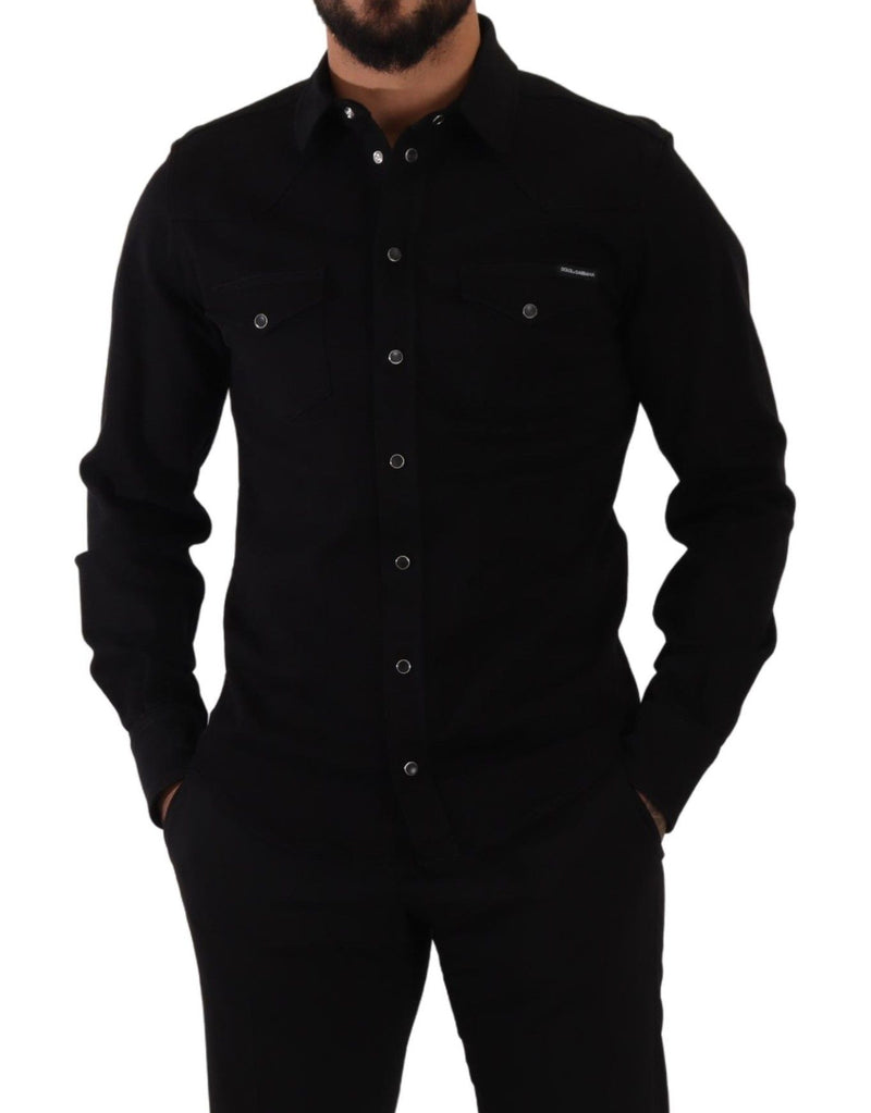 Slim Fit Casual Black Designer Shirt Dolce & Gabbana