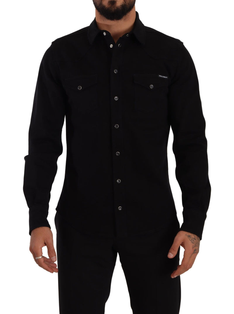 Slim Fit Casual Black Designer Shirt Dolce & Gabbana