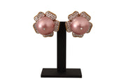 Elegant Floral Crystal Pearl Clip-On Earrings Dolce & Gabbana