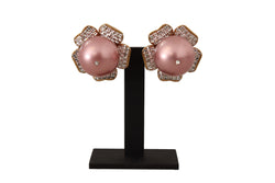 Elegant Floral Crystal Pearl Clip-On Earrings Dolce & Gabbana