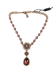 Elegant Gold Tone Faux Pearl Charm Necklace Dolce & Gabbana