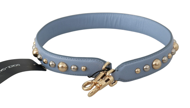Elegant Blue Leather Shoulder Strap Dolce & Gabbana