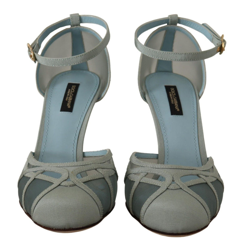 Elegant Blue Mesh Ankle Strap Sandals Dolce & Gabbana