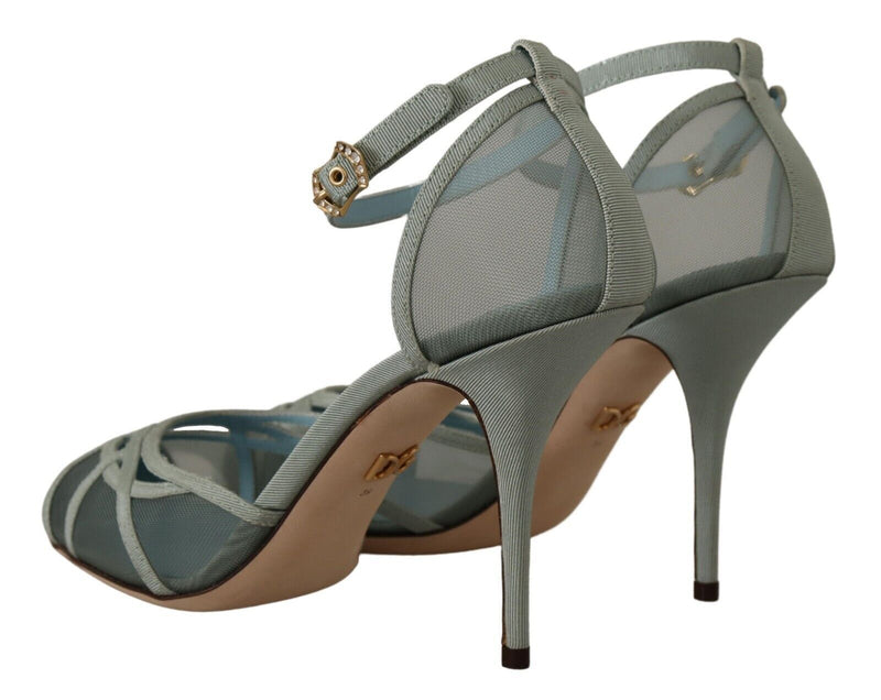 Elegant Blue Mesh Ankle Strap Sandals Dolce & Gabbana