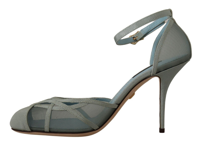 Elegant Blue Mesh Ankle Strap Sandals Dolce & Gabbana