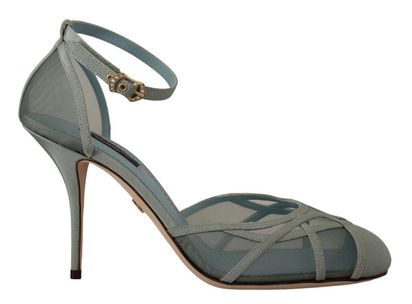 Elegant Blue Mesh Ankle Strap Sandals Dolce & Gabbana