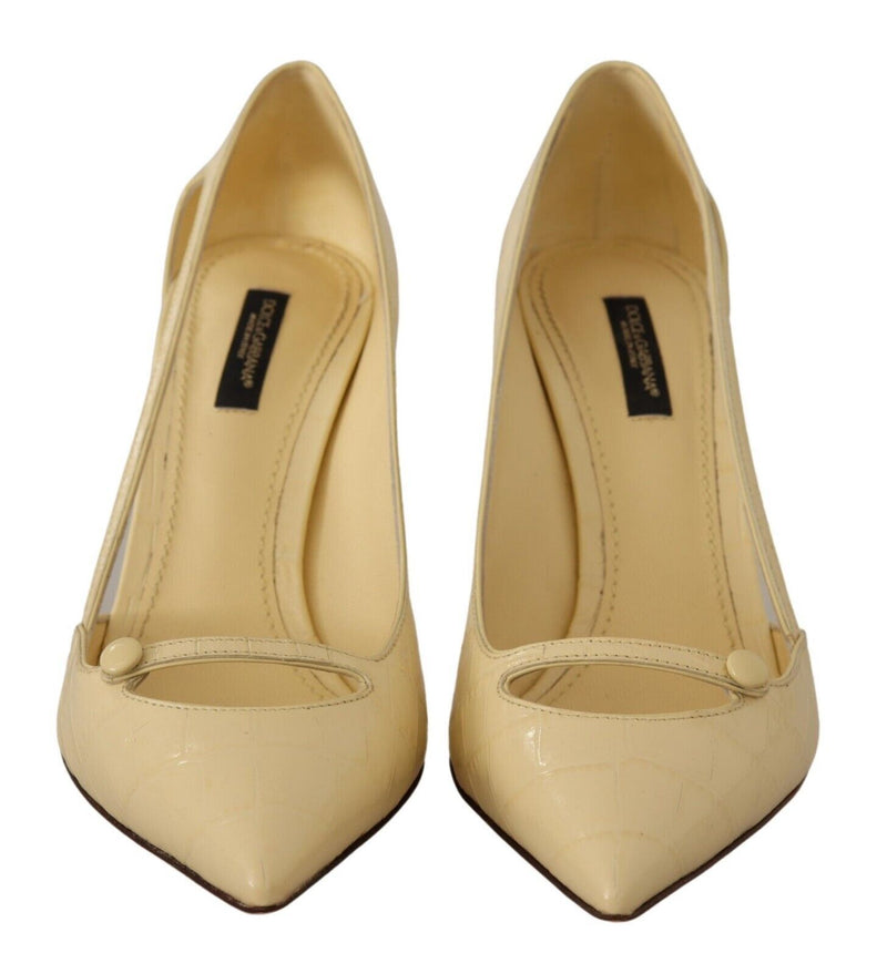 Chic Pointed Toe Leather Pumps in Sunshine Yellow Dolce & Gabbana