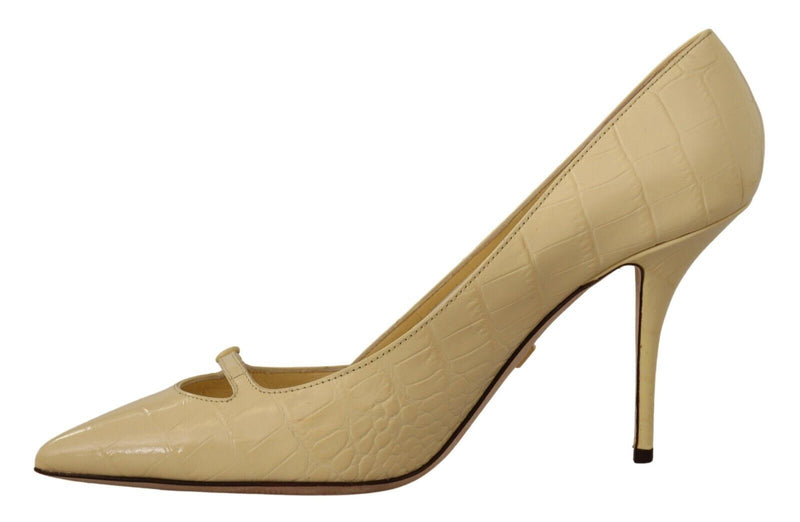 Chic Pointed Toe Leather Pumps in Sunshine Yellow Dolce & Gabbana