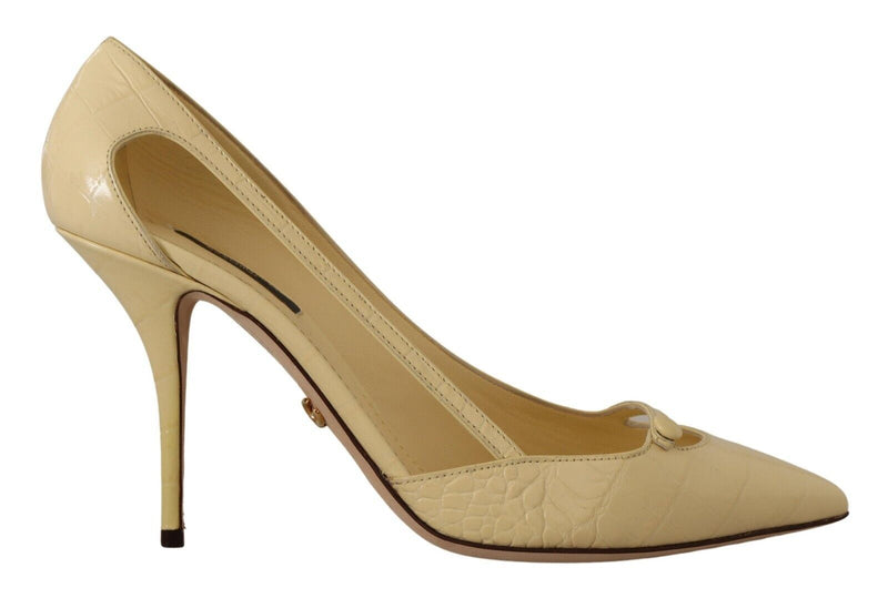 Chic Pointed Toe Leather Pumps in Sunshine Yellow Dolce & Gabbana