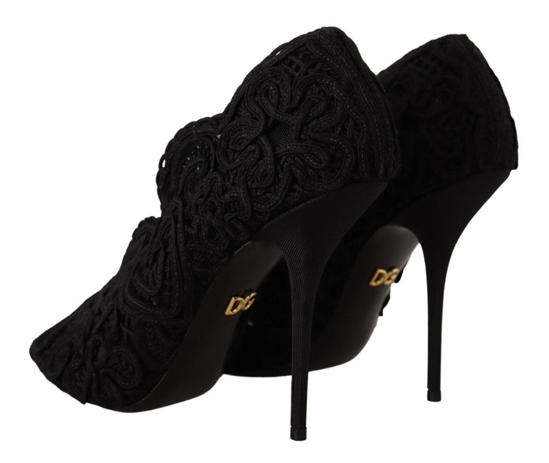 Elegant Black Lace Stiletto Heels Dolce & Gabbana