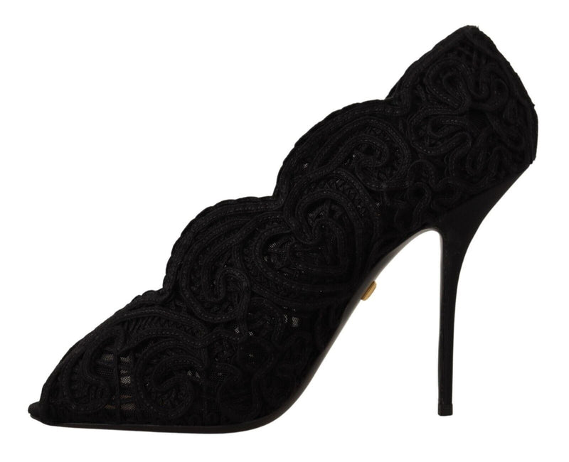 Elegant Black Lace Stiletto Heels Dolce & Gabbana