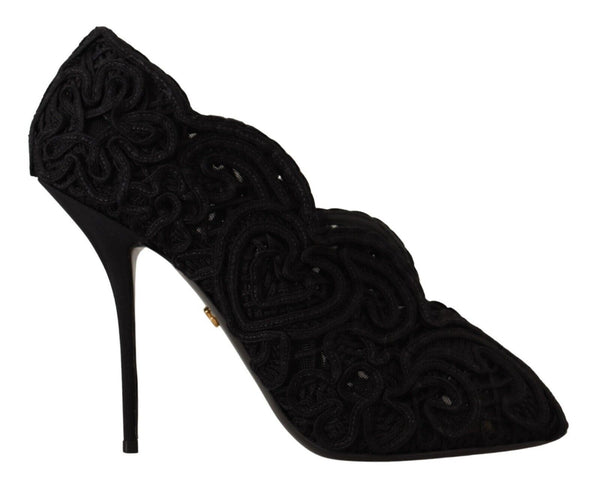 Elegant Black Lace Stiletto Heels Dolce & Gabbana