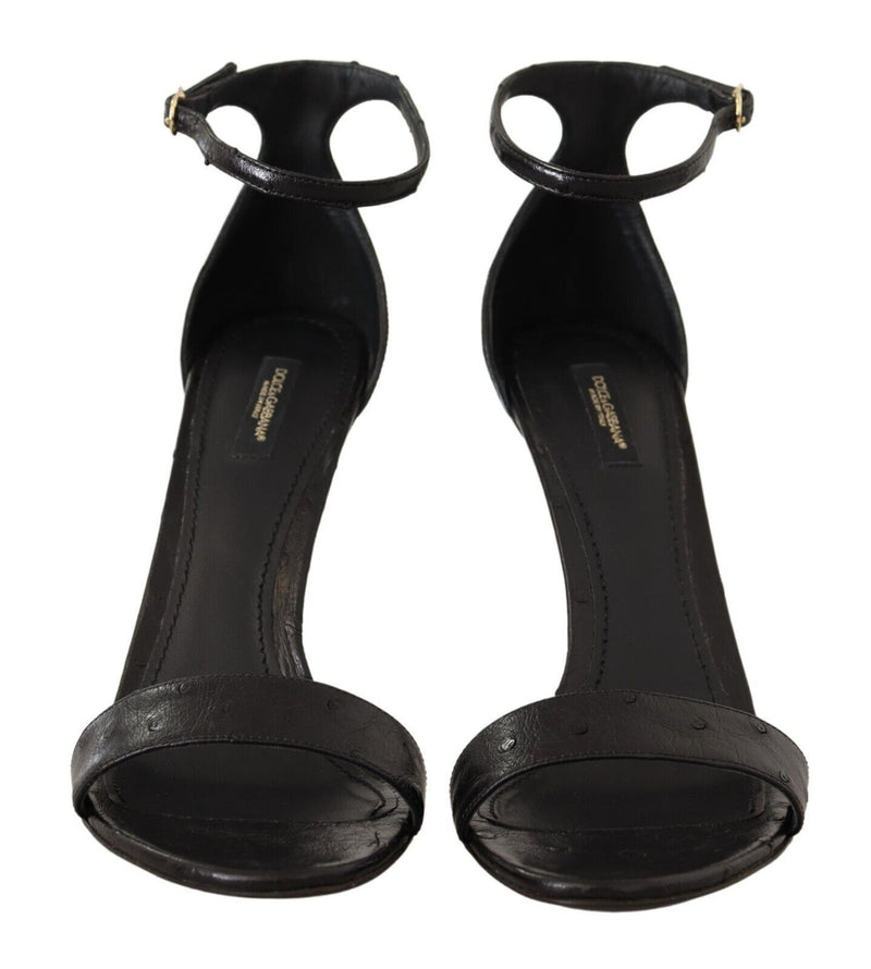 Elegant Ostrich Leather Ankle Strap Heels Dolce & Gabbana