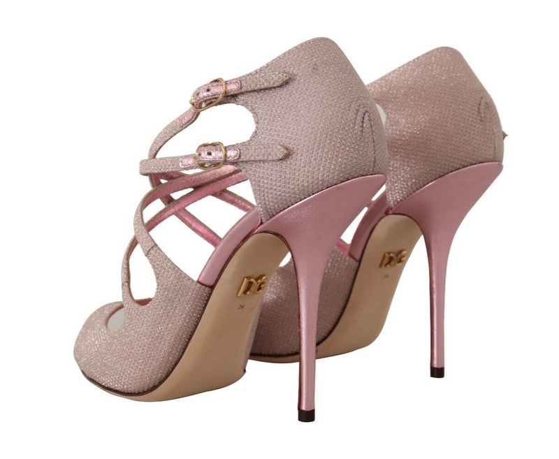 Pink Glitter Peep Toe High Heels Sandals Dolce & Gabbana