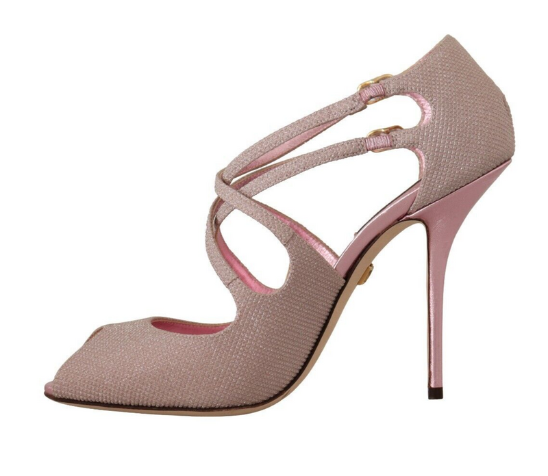 Pink Glitter Peep Toe High Heels Sandals Dolce & Gabbana