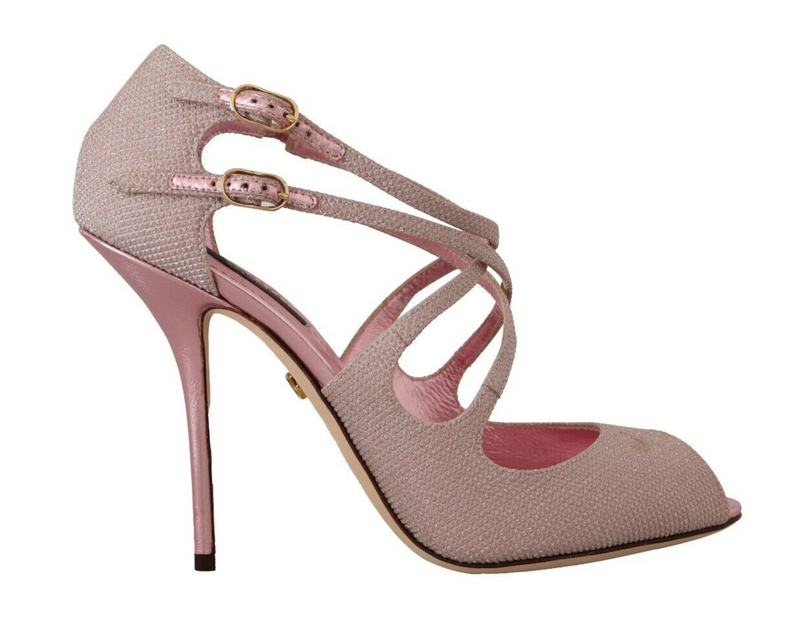 Pink Glitter Peep Toe High Heels Sandals Dolce & Gabbana