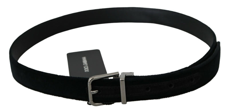 Elegant Black Leather Belt with Velvet Interior Dolce & Gabbana