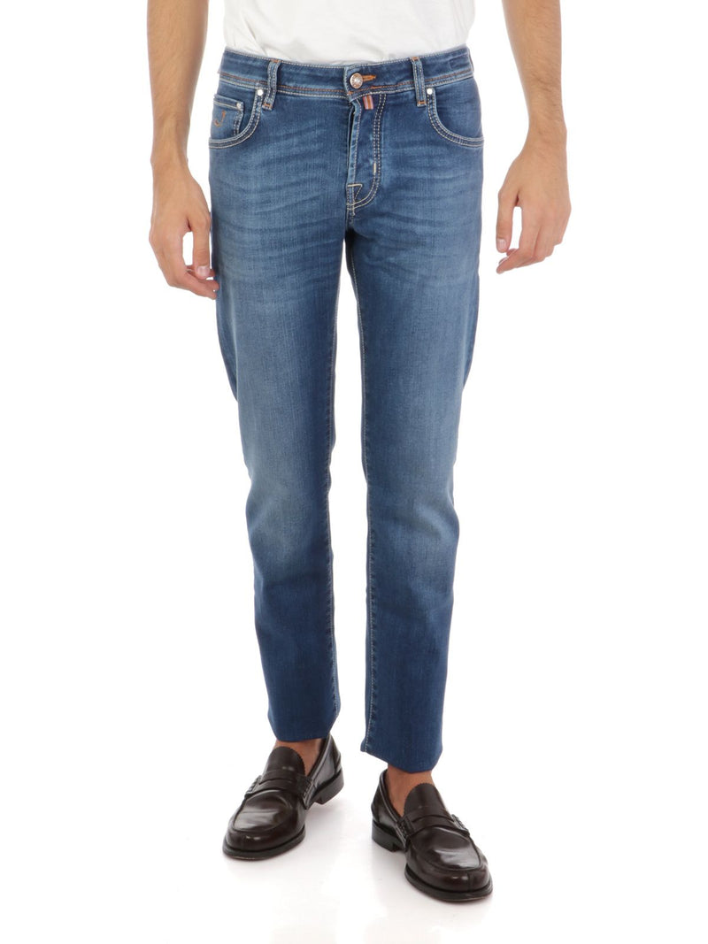 Blue Cotton Slim Men Jeans Jacob Cohen