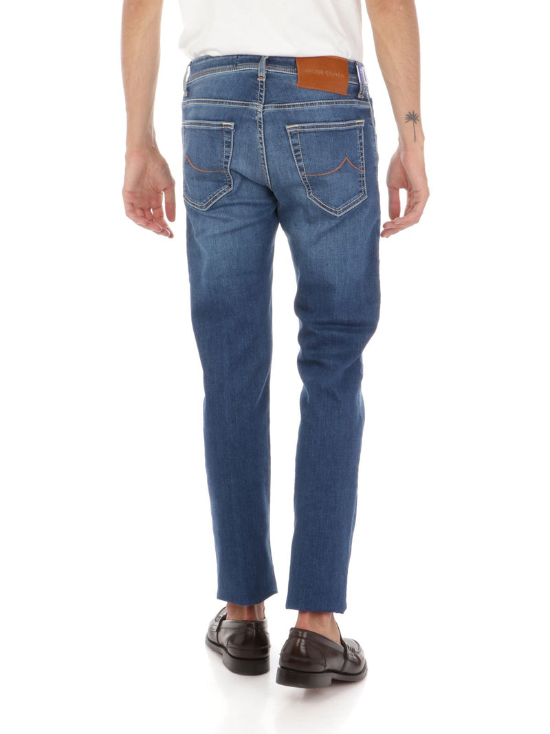 Blue Cotton Slim Men Jeans Jacob Cohen