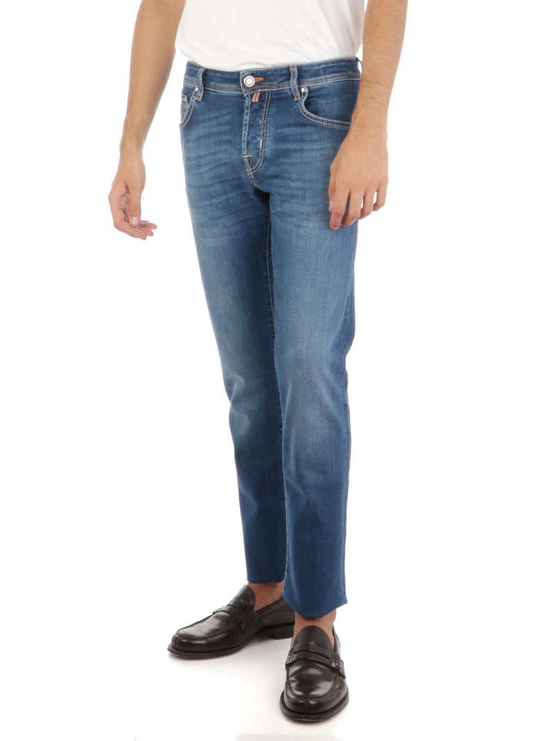 Blue Cotton Slim Men Jeans Jacob Cohen