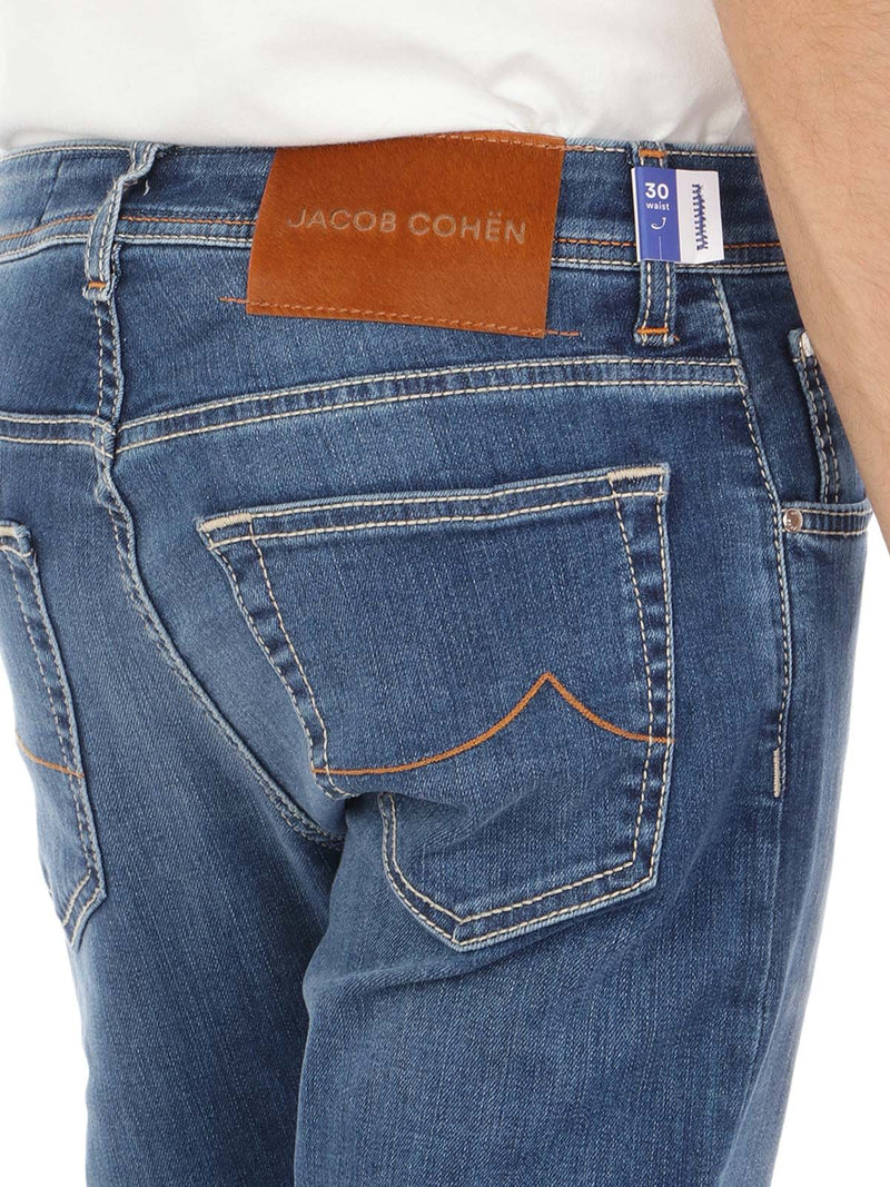 Blue Cotton Slim Men Jeans Jacob Cohen