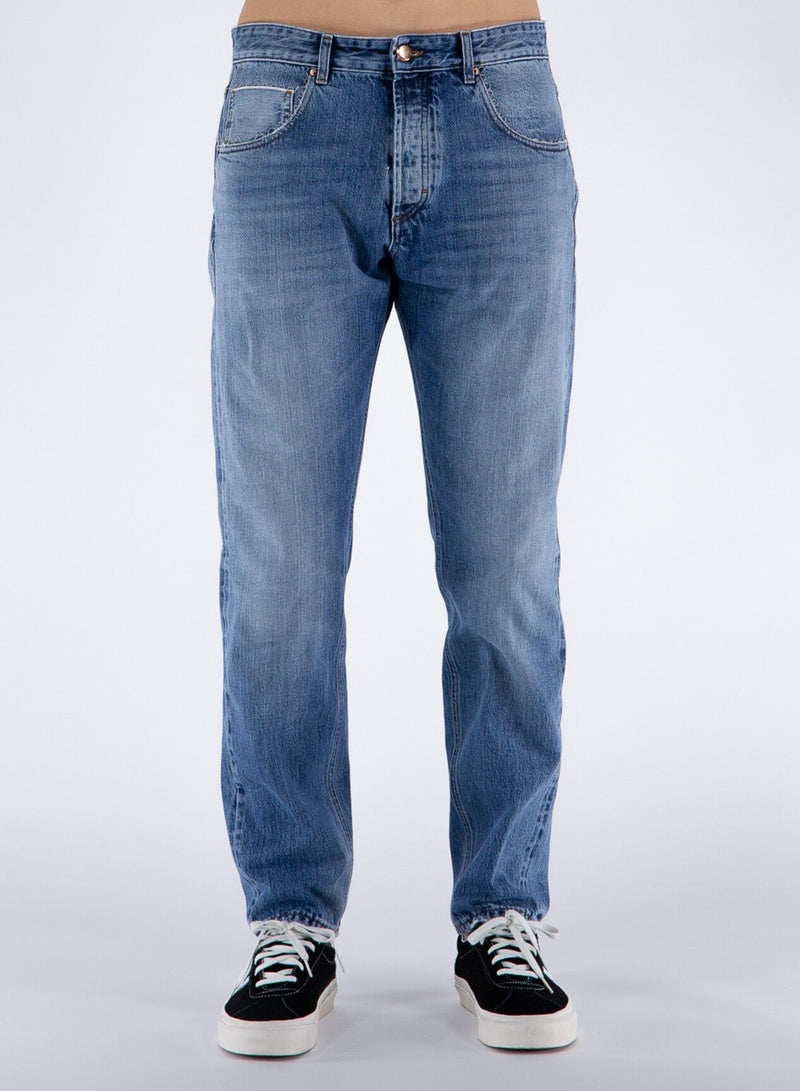 Elegant Medium Wash Men's Cotton Jeans Don The Fuller