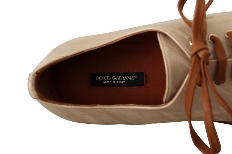 Elegant Beige Eel Leather Formal Flats Dolce & Gabbana