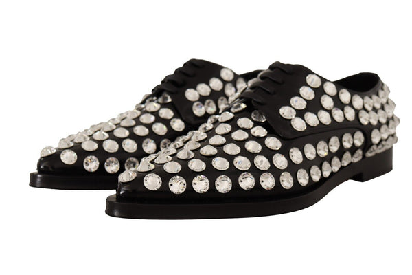 Crystal-Embellished Leather Formal Flats Dolce & Gabbana