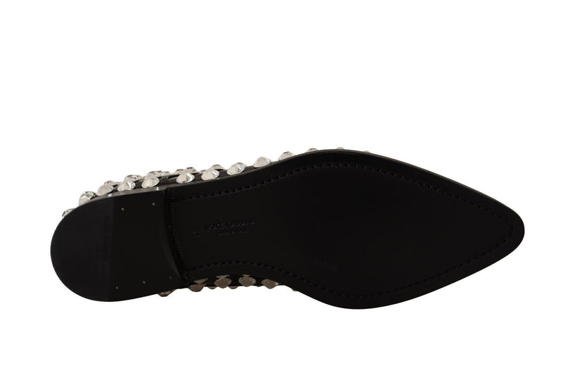 Crystal-Embellished Leather Formal Flats Dolce & Gabbana