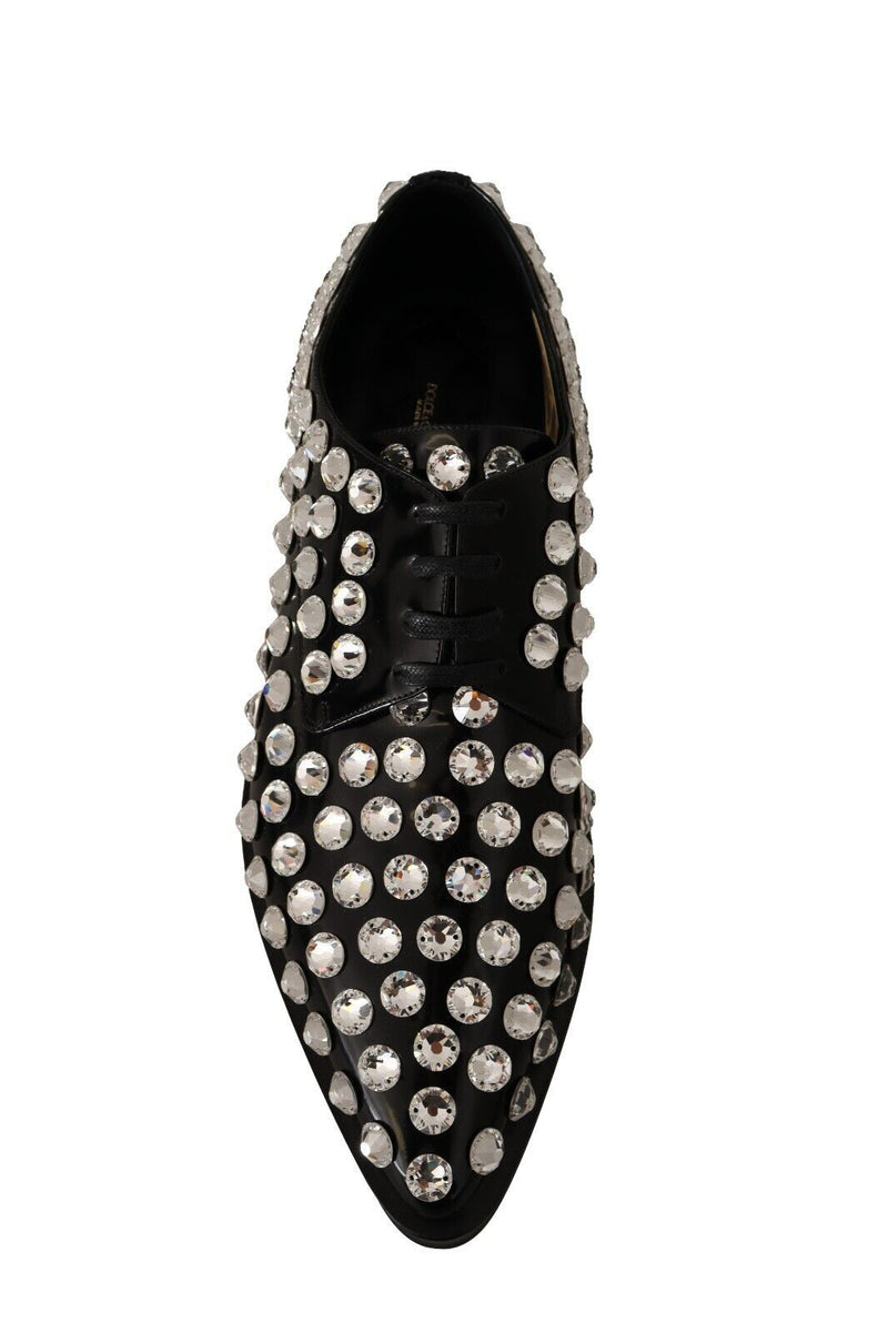 Crystal-Embellished Leather Formal Flats Dolce & Gabbana