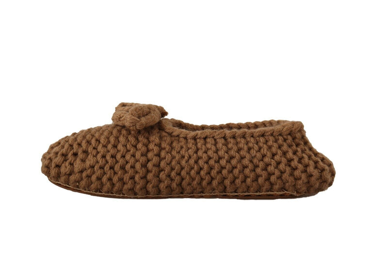 Elegant Wool Knit Ballerina Flats in Brown Dolce & Gabbana