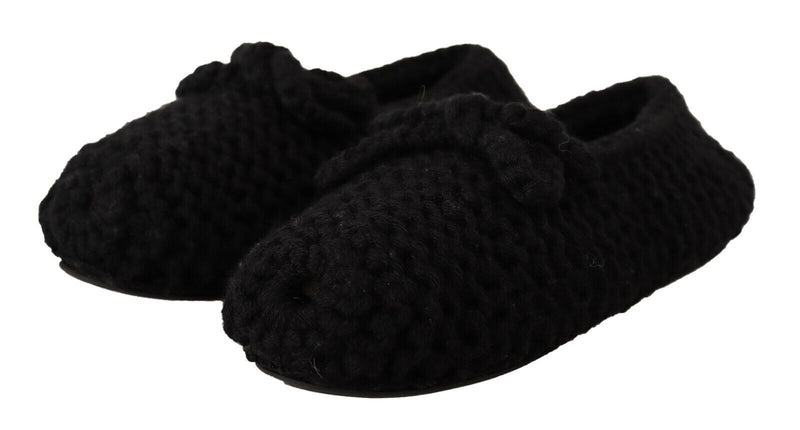 Elegant Black Wool Knit Ballet Flats Dolce & Gabbana