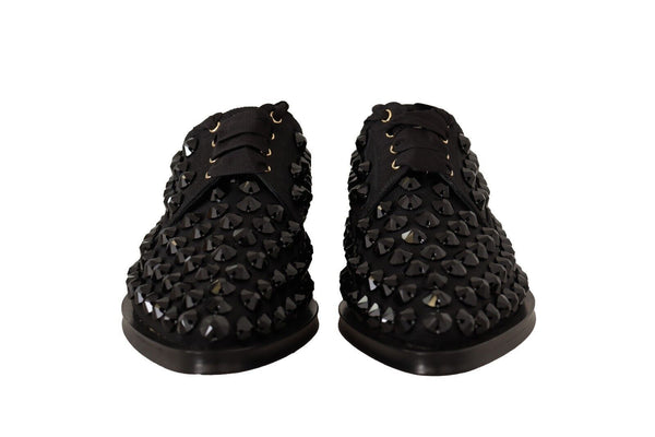 Elegant Gros Grain Lace-Up Jeweled Flats Dolce & Gabbana