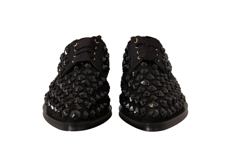 Elegant Gros Grain Lace-Up Jeweled Flats Dolce & Gabbana