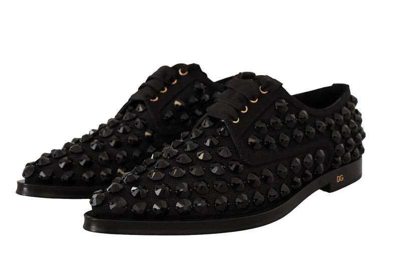 Elegant Gros Grain Lace-Up Jeweled Flats Dolce & Gabbana