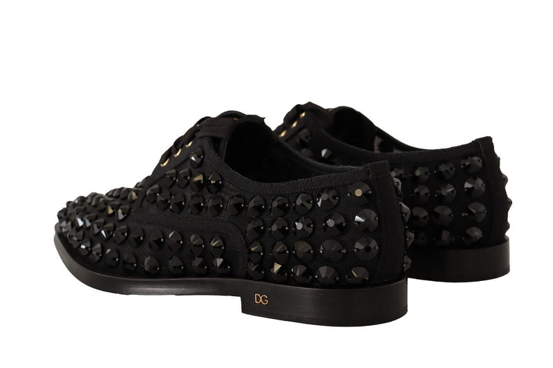 Elegant Gros Grain Lace-Up Jeweled Flats Dolce & Gabbana