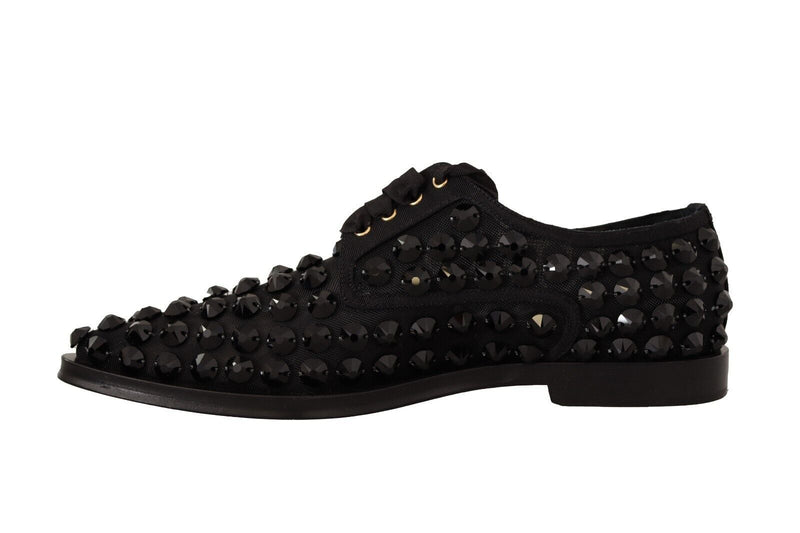 Elegant Gros Grain Lace-Up Jeweled Flats Dolce & Gabbana