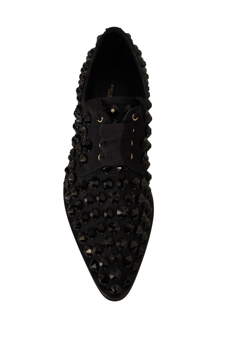 Elegant Gros Grain Lace-Up Jeweled Flats Dolce & Gabbana