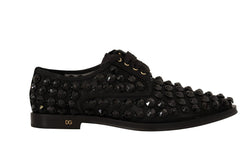 Elegant Gros Grain Lace-Up Jeweled Flats Dolce & Gabbana